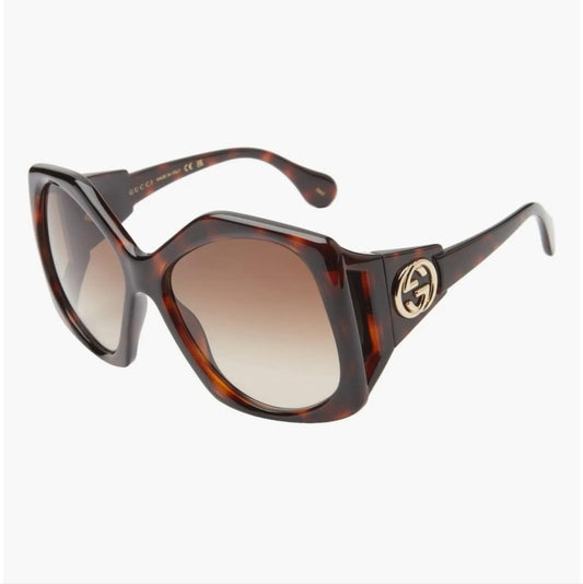 💯 original  New Gucci OVERSIZED   HAVANA BROWN Sunglasses, GG0875S-002-62