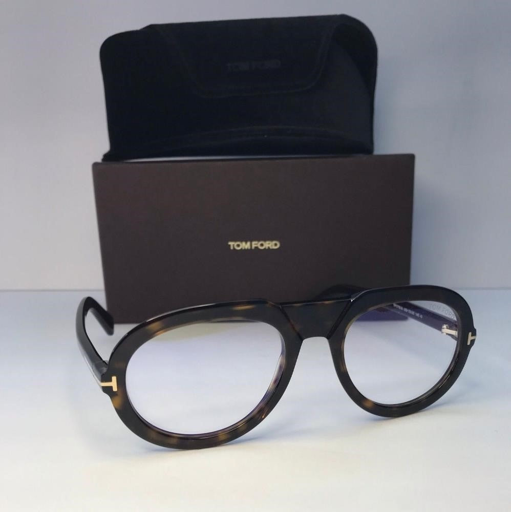 New 💯 Tom Ford FT5756-B Eyeglasses Dark Havana / Clear / Blue Block Lens Men's