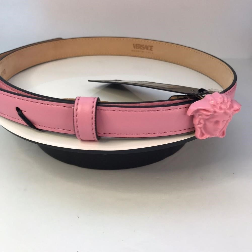 - New 💯 Original VERSACE MEDUSA LEATHER SKINNY BELT IN PINK