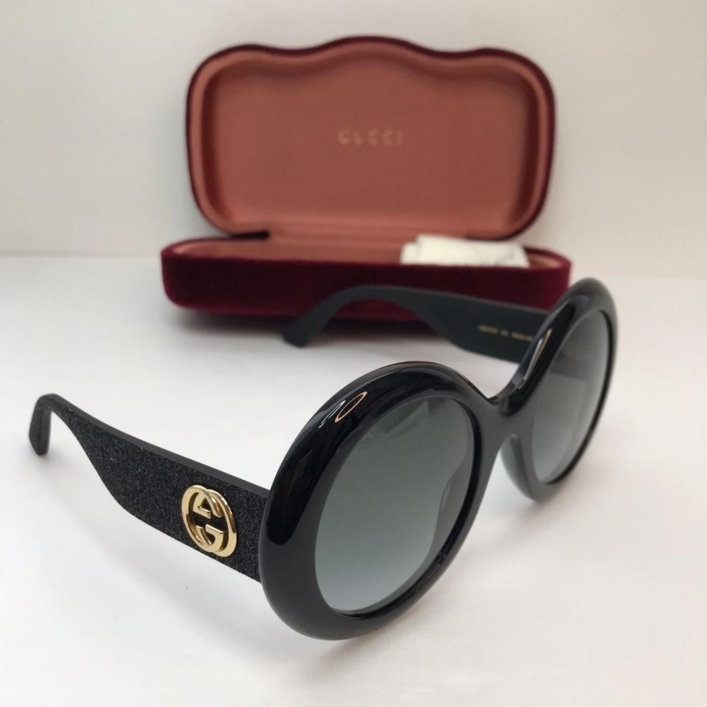 💯 Original  Gucci GG0101S 001 Grey Gradient Round Sunglasses.