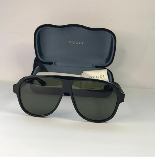 Gucci Men's GG0009S GG/0009/S 001 Black Retro Fashion Pilot Sunglasses 59mm