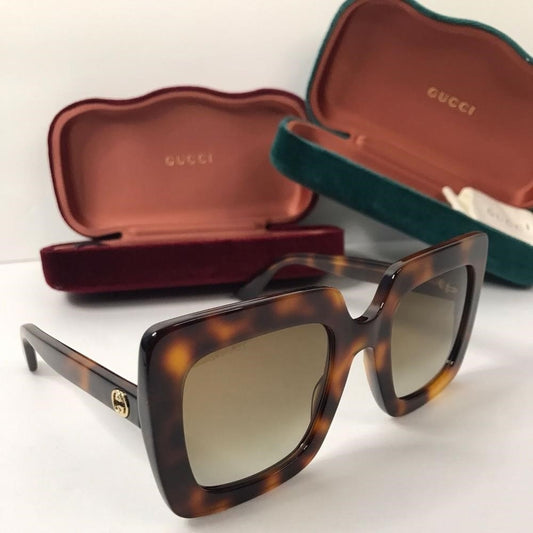 💯 Original Gucci Brown Gradient Rectangular Ladies Sunglasses GG0328S 002