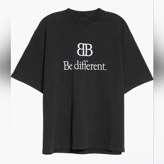 💯Original BalenciagaMen's Be Different Logo T-Shirt