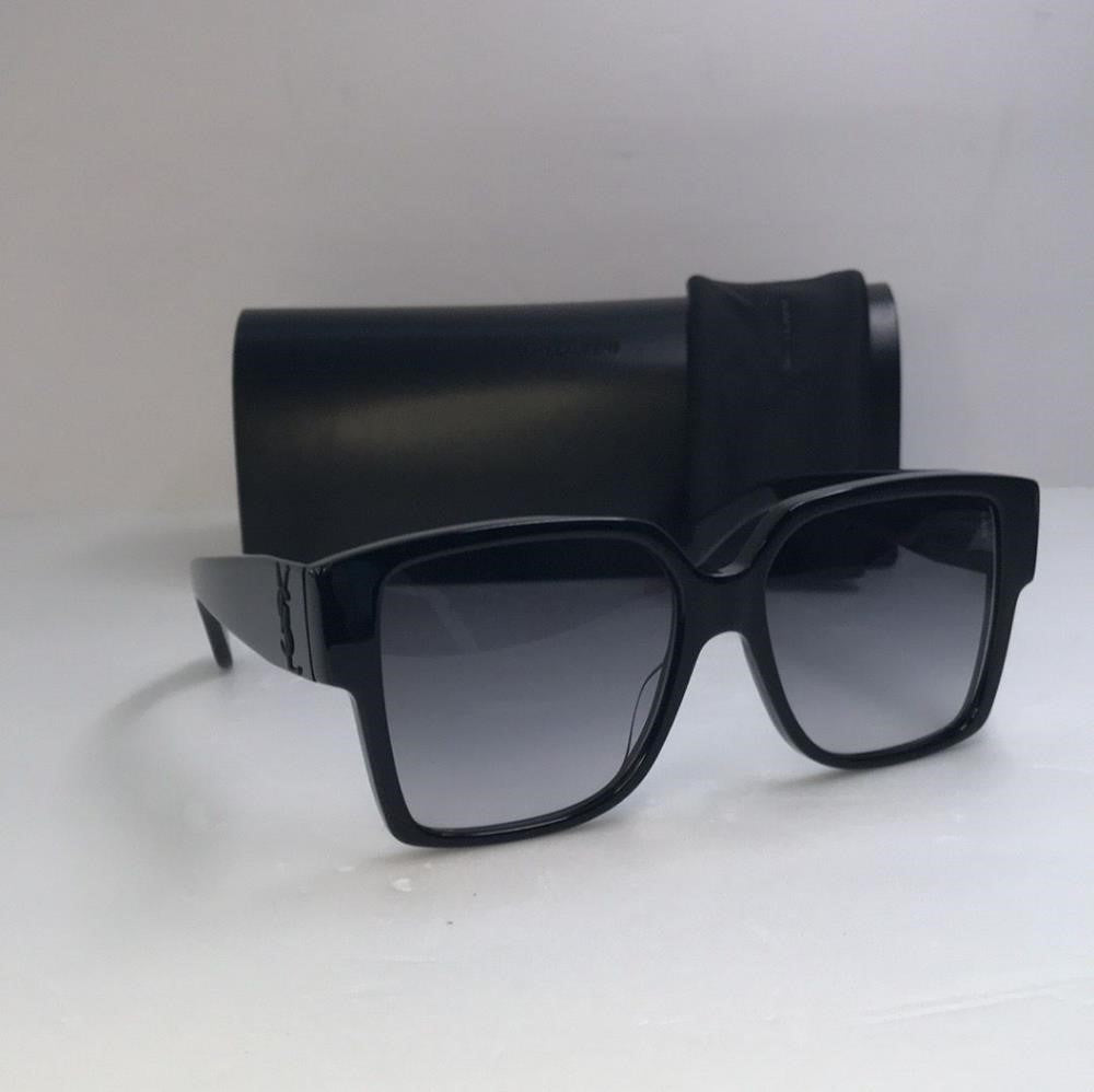 Saint Laurent Acetate Flat Top Sunglasses SL M9 002 Black