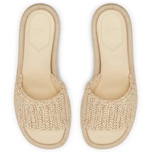 New 💯 Original FENDI RAFFIA MULES 60mm Slide Sandals