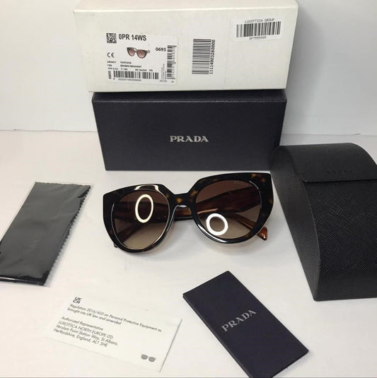 Authentic New PR14WS 2AU6S1 Prada Women's Oversized Rounded Cat Eye Sunglasses