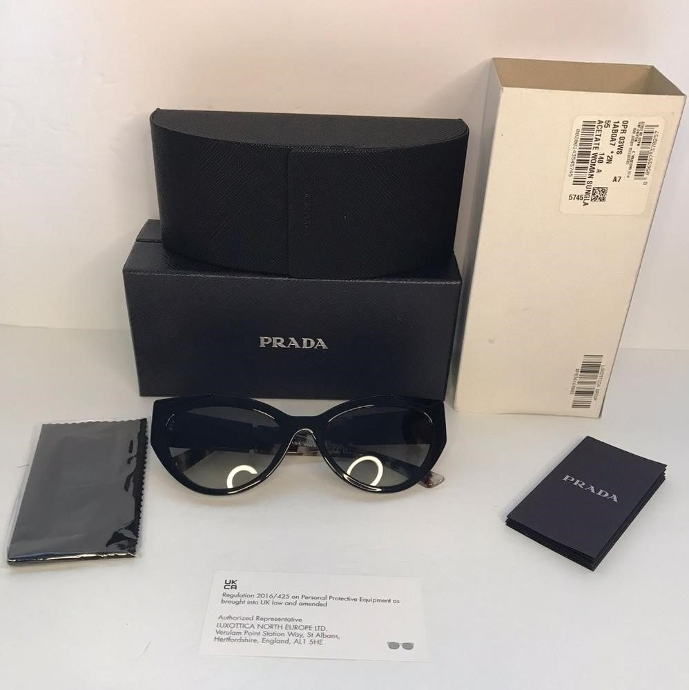 💯 Original Prada Grey Gradient Cat Eye Ladies Sunglasses PR 03WS 1AB0A7 55.