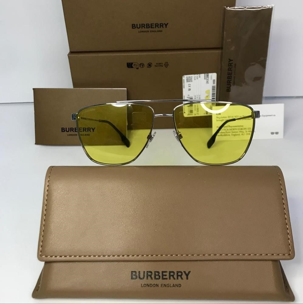 💯 Original New- Burberry Eyewear Blaine BE3141 1005/85   pilot-frame sunglasses