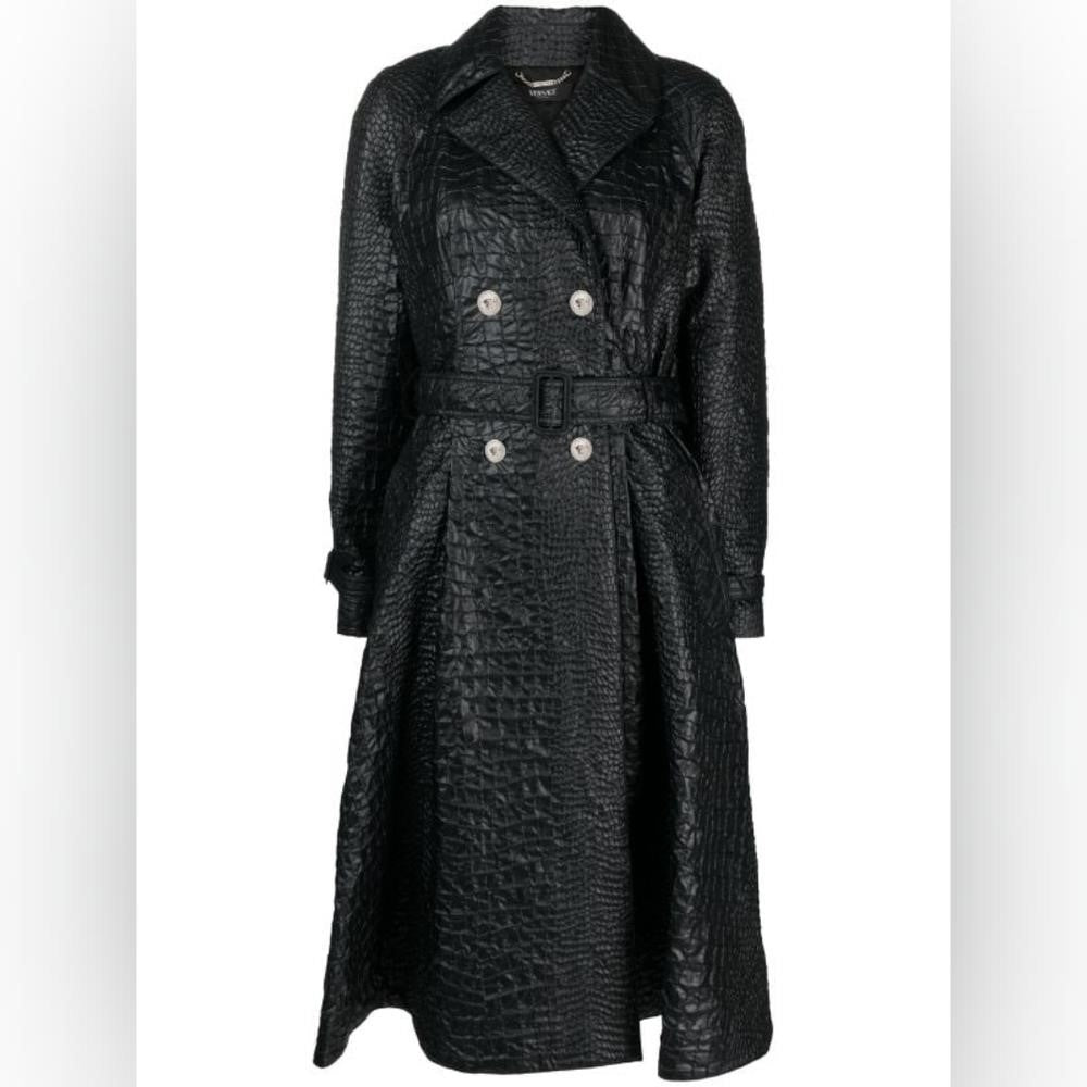 New💯 Original. Versace embossed-crocodile laminated trench coat