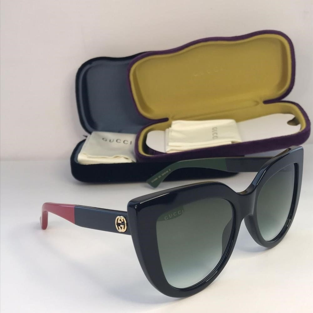 Gucci Sunglasses GG0164SN 003 Black with Red and Green Green Gradient