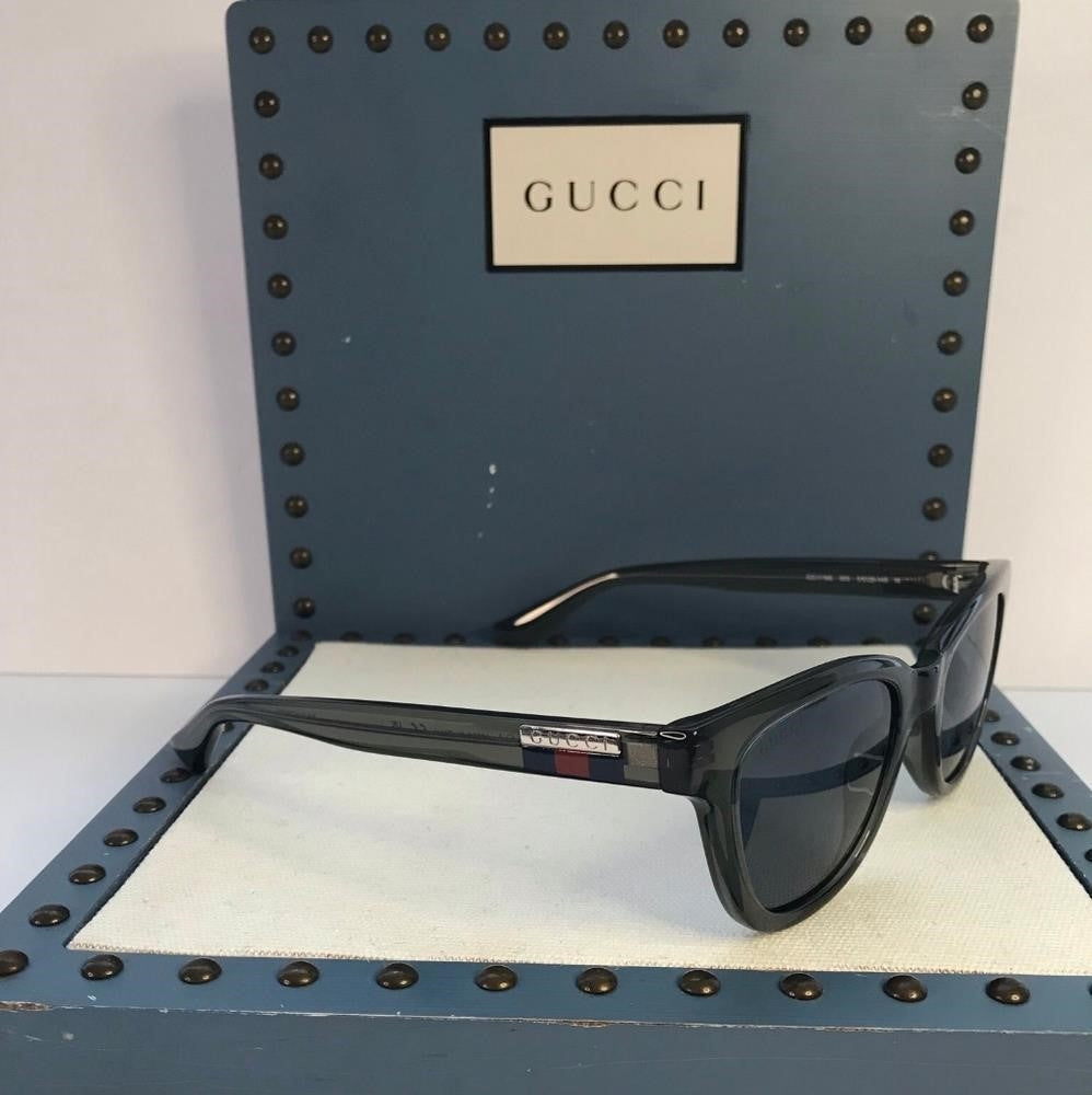 NEW GUCCI GG1116S 003 Gray Blue Square Men Unisex Sunglasses