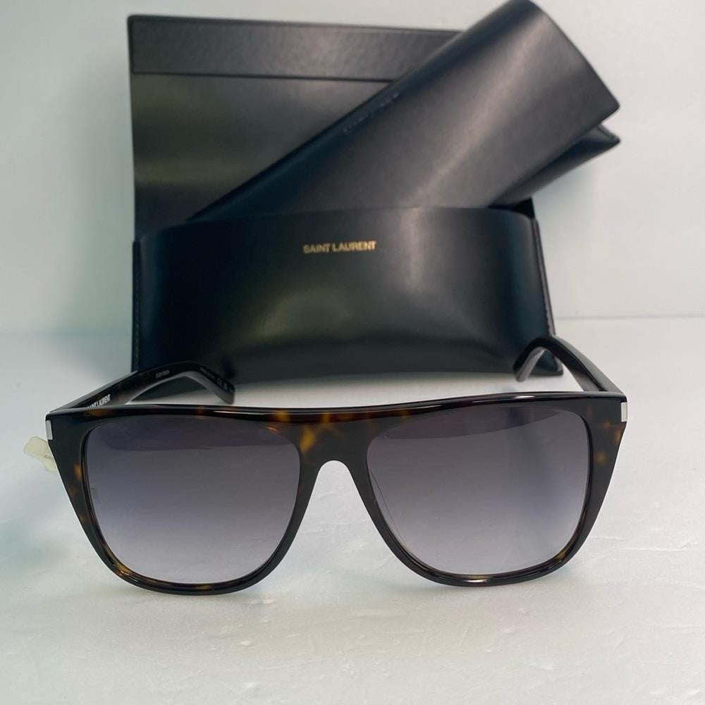 New 💯 Original SAINT LAURENT  Acetate Flat Top SL1 Sunglasses Tortoise