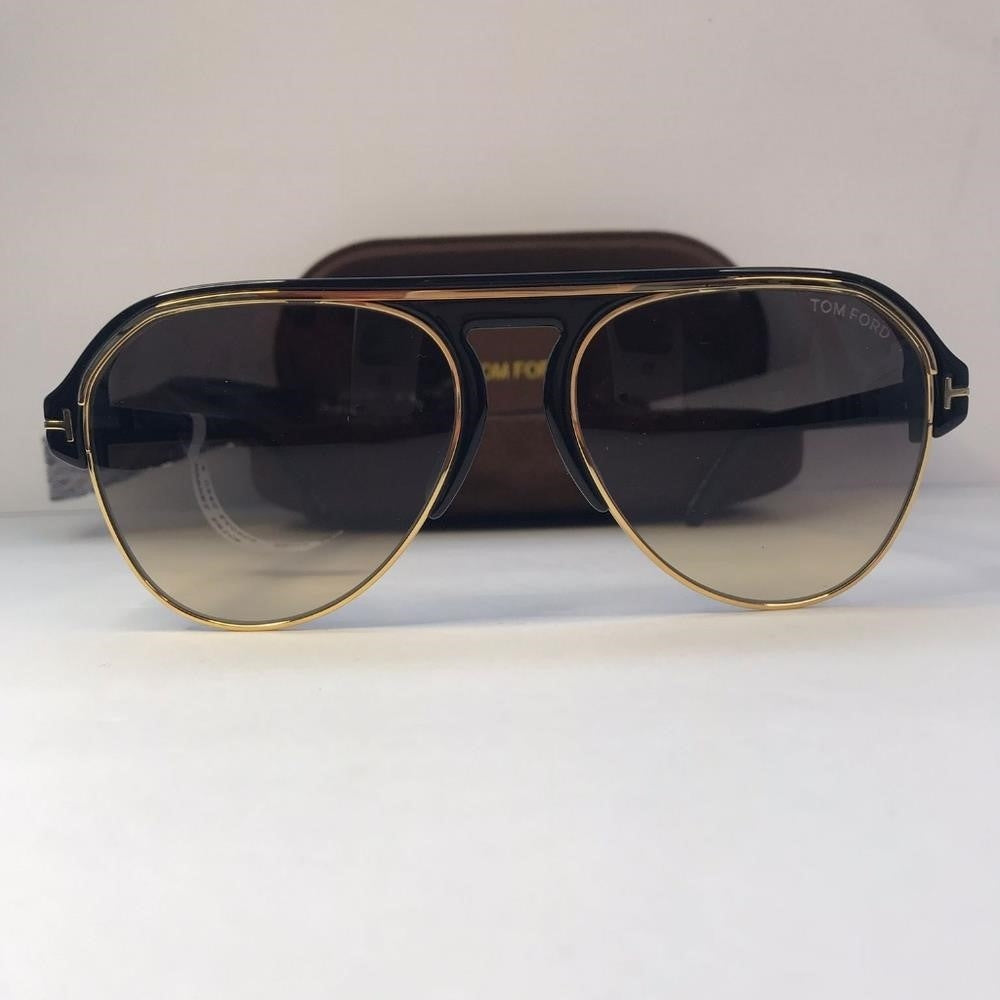 New - TOM FORD MARSHALL FT0929 01B Sunglasses Black Gold Frame Gray Gradient L…