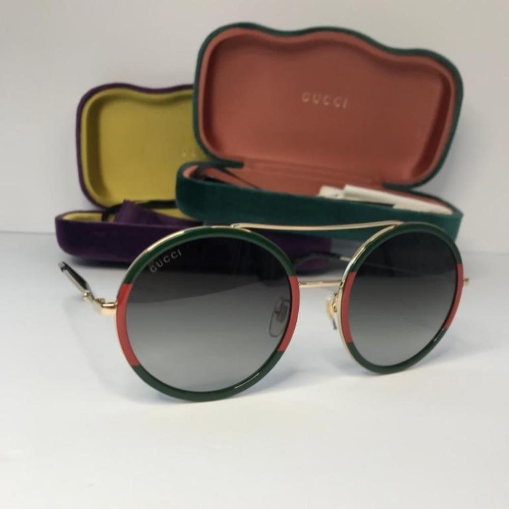 New - 💯 Original GUCCI Green Gradient Round Ladies Sunglasses GG0061S 003