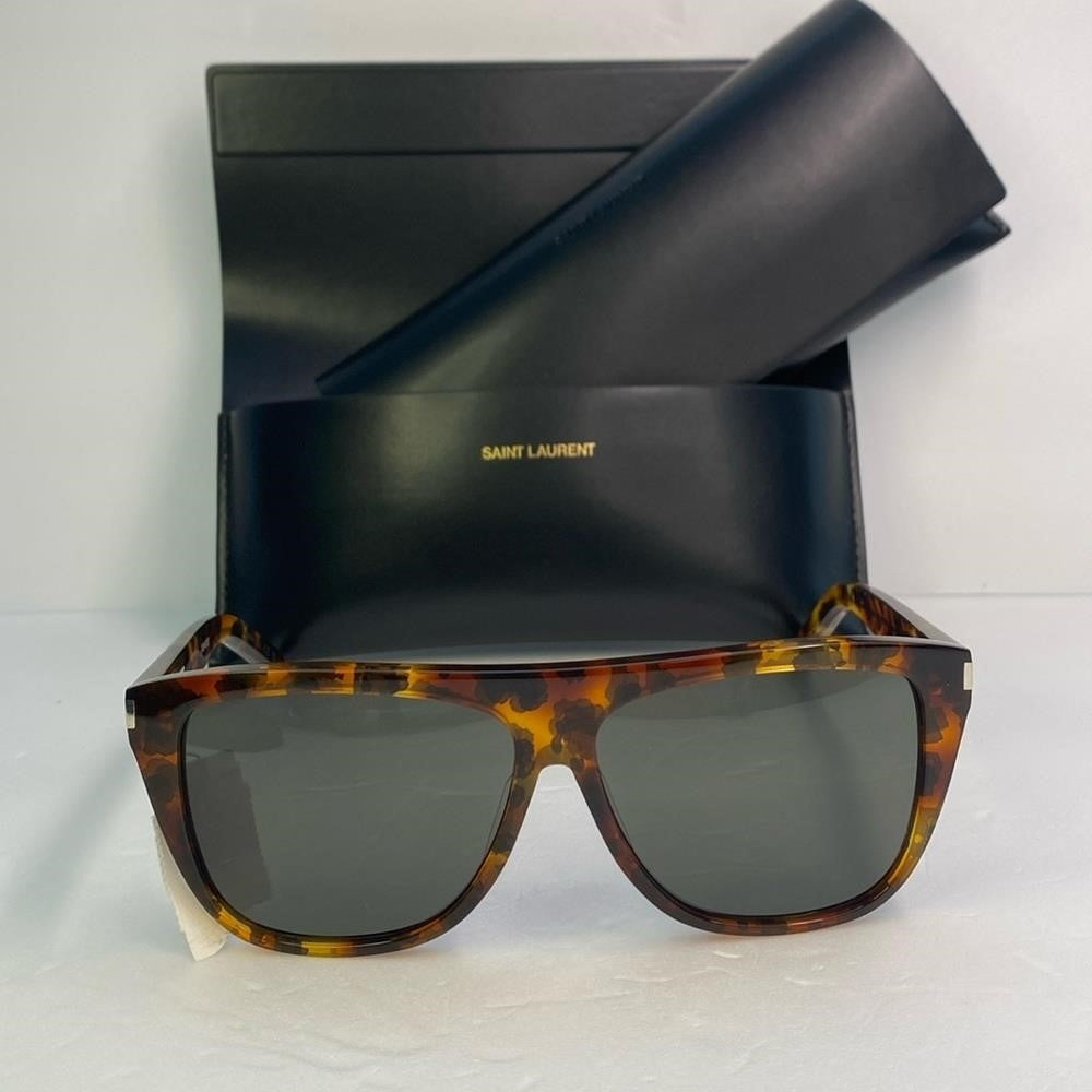 New Authentic SAINT LAURENT  Acetate Flat Top SL1 015 Sunglasses Tortoise