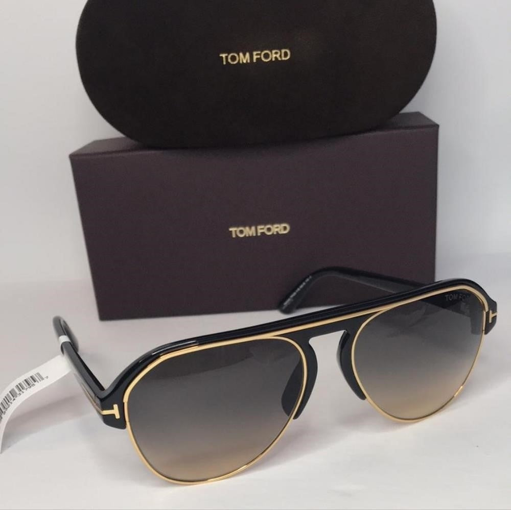 Tom Ford MARSHALL FT 0929 Shiny Black/Grey Brown Shaded 58/16/145 unisex Sunglas