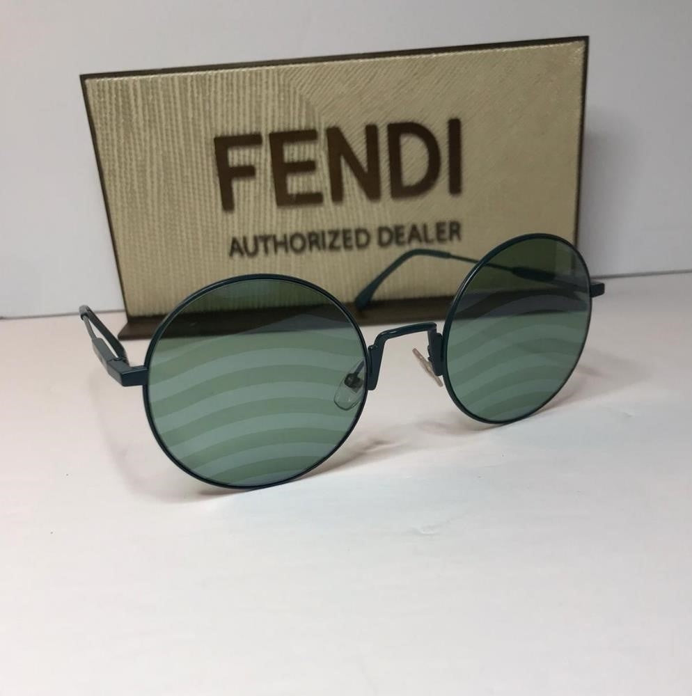 Original New Fendi Waves Green Round Ladies Sunglasses FF 0248/S 01ED/XR 53.