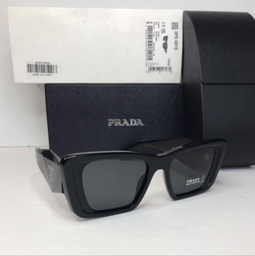 💯 - Authentic New Prada PR-08YS 1AB5S0 Sunglasses Women's Black Dark Grey Bu…