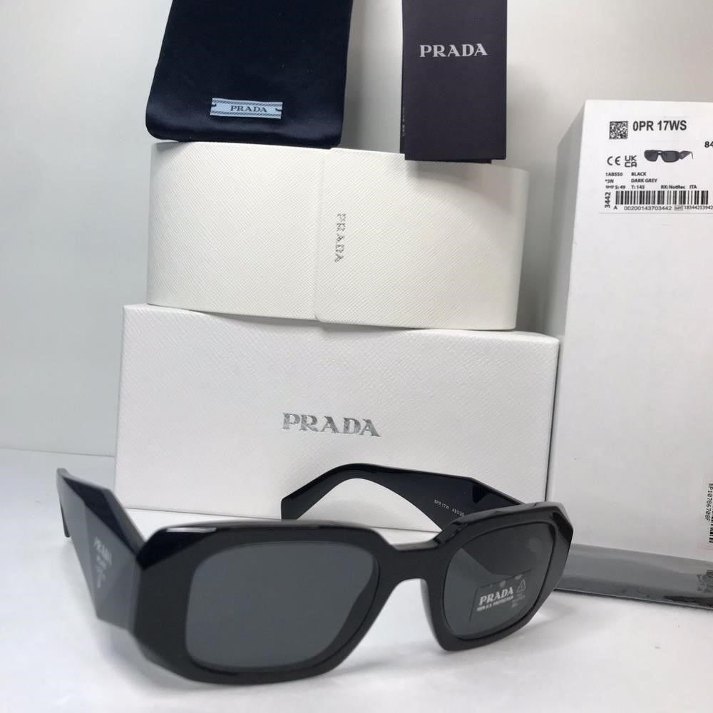 New - 💯 Original PRADA0PR 17WS  Season Runway  BLACK Sunglasses