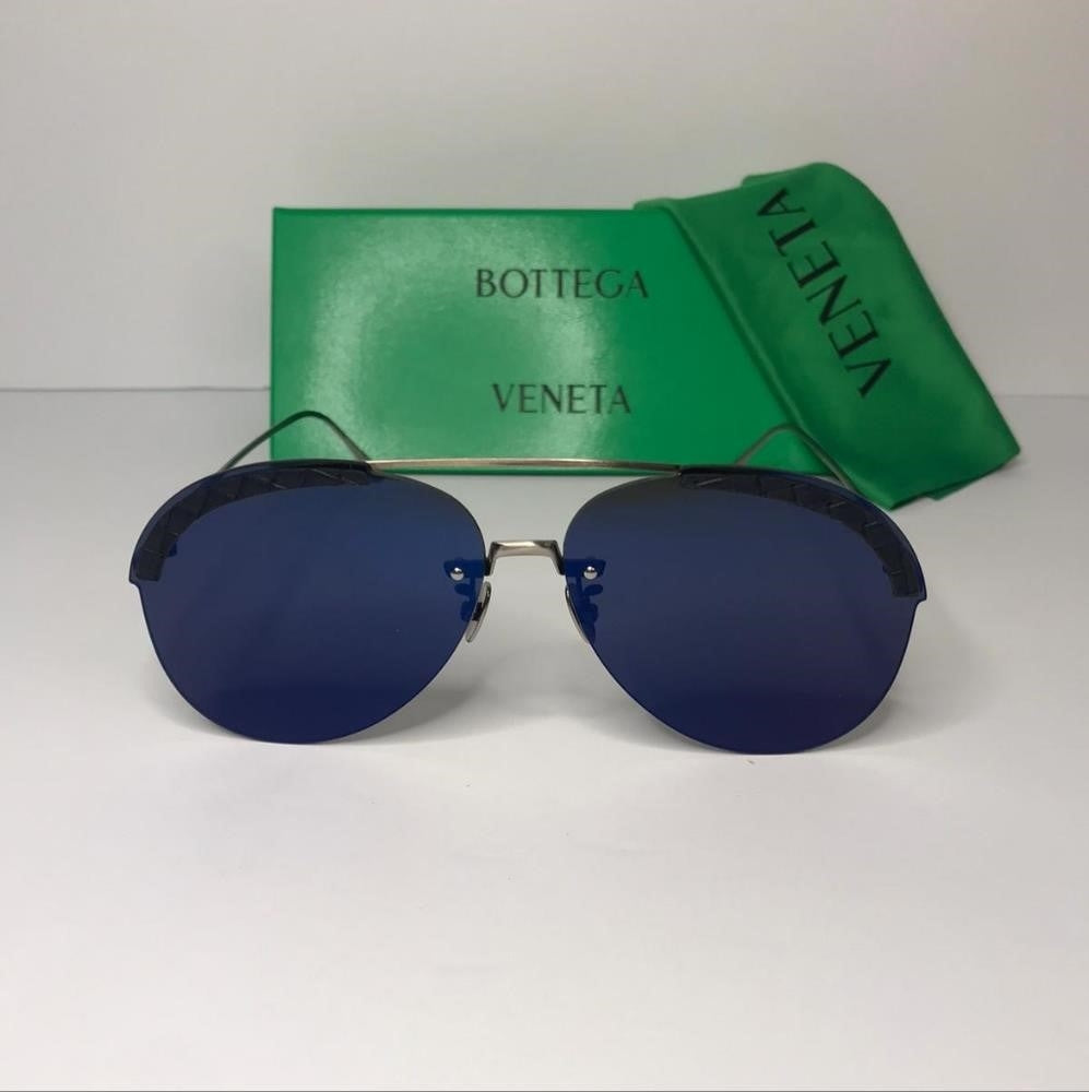 💯original Bottega Veneta Blue Pilot Unisex Sunglasses BV0242S 003 63.