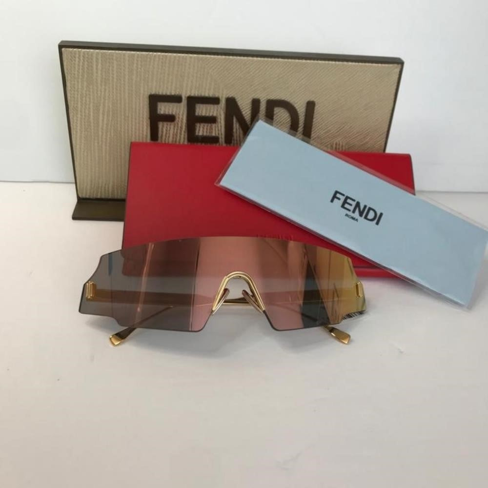 💯 - Original New  FF 0440 FENDI Rectangle-frame gold-tone mirrored sunglasses