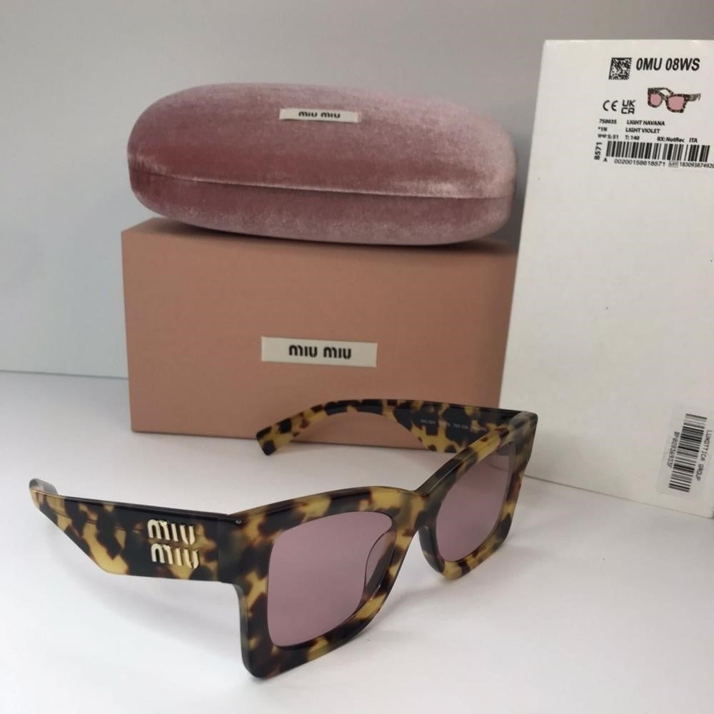 💯 Original MU 08WS MIU MIU Tortoiseshell square sunglasses