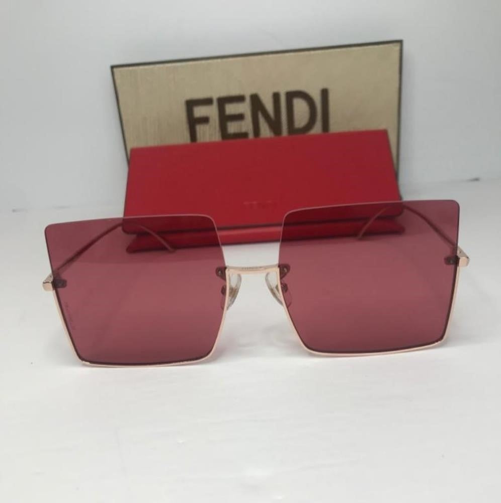 Original New Fendi Burgundy Square Ladies Sunglasses FF 0401/S 0DDB/48.