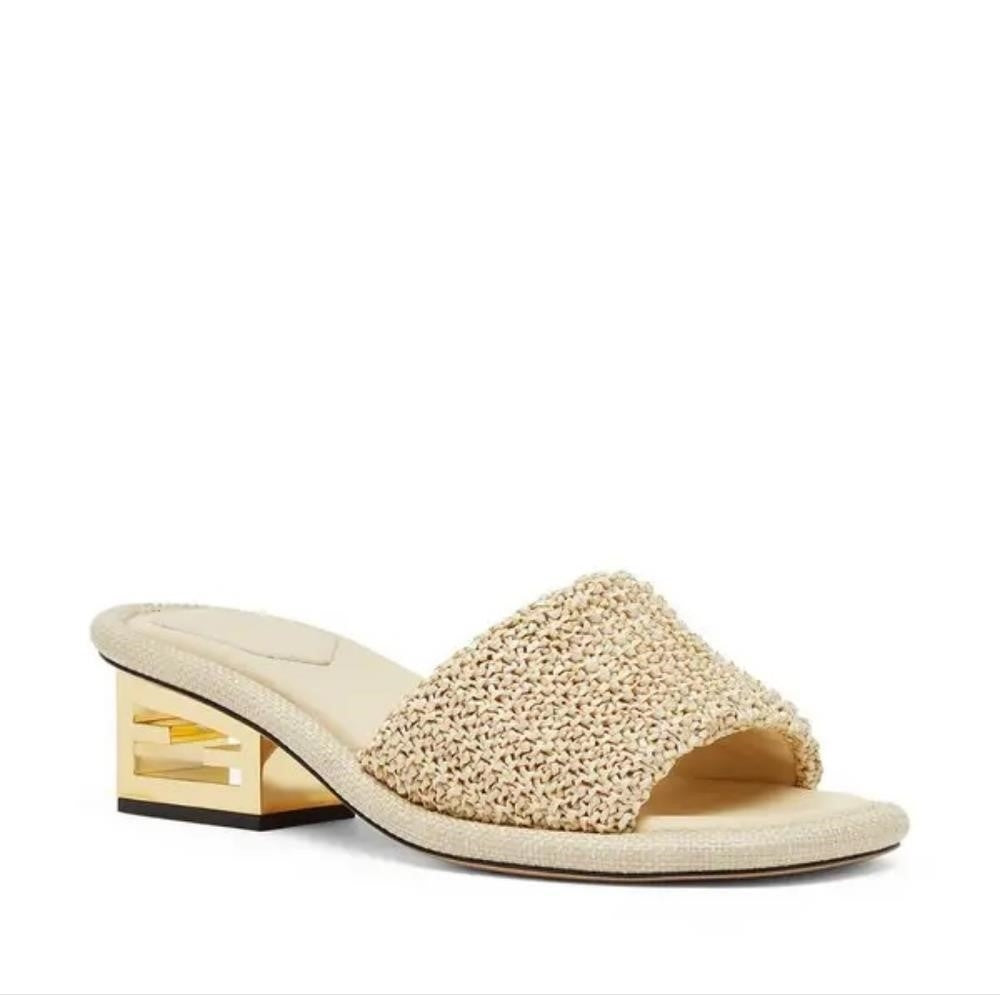 New 💯 Original FENDI RAFFIA MULES 60mm Slide Sandals