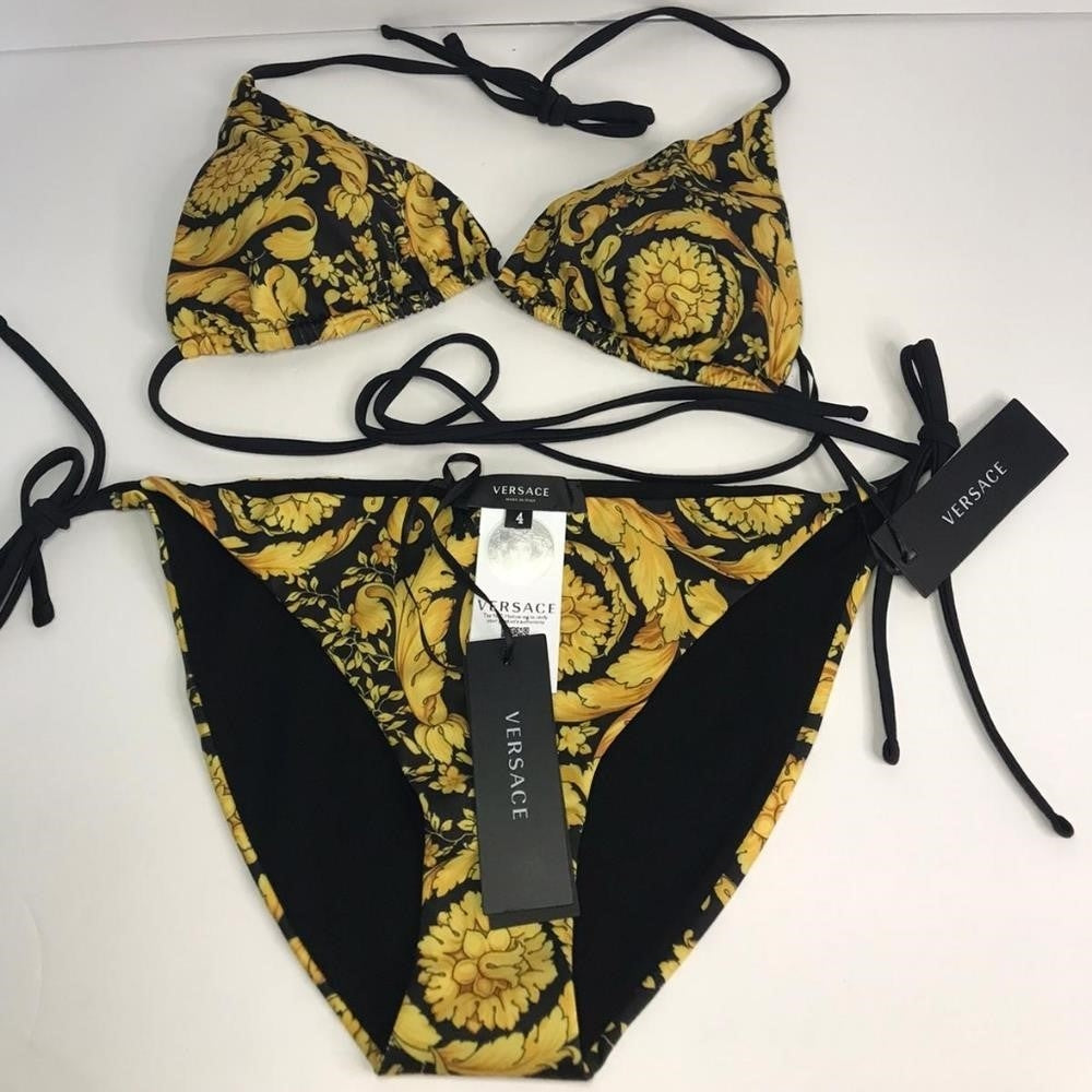 New 💯 Original Trendy Versace Baroque Pattern Bikini Bottoms 👙 and Top  SIZE 3