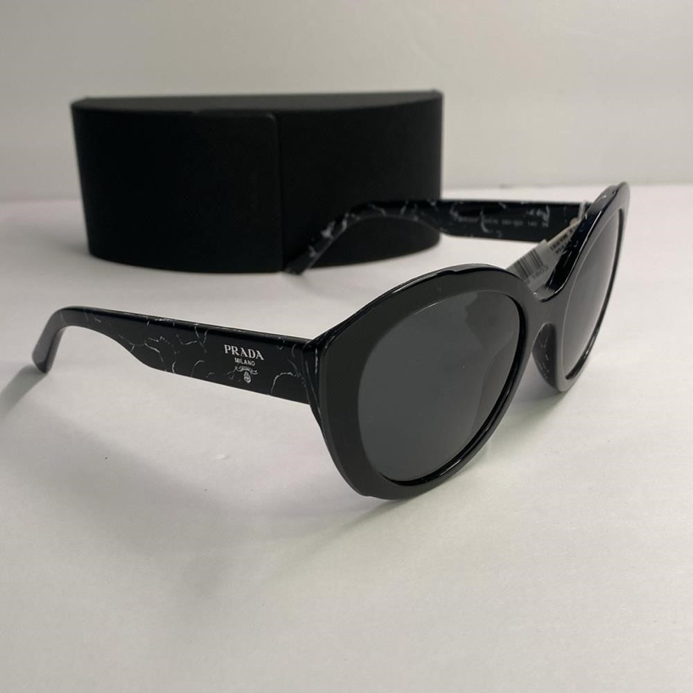 PRADA SPR 01Y 09V-5S0 round sunglass black marble  top black transparent