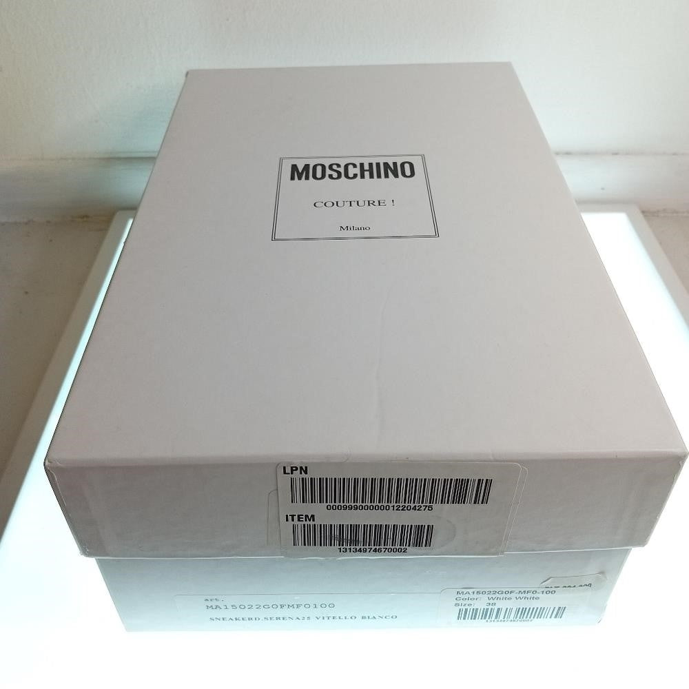 New Authentic Moschino Low-Top Logo Sneakers large contrast logo is printed