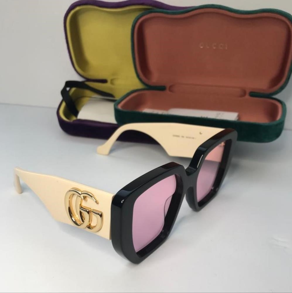 💯 New Gucci Pink Geometric Ladies Sunglasses GG0956S 002 54.