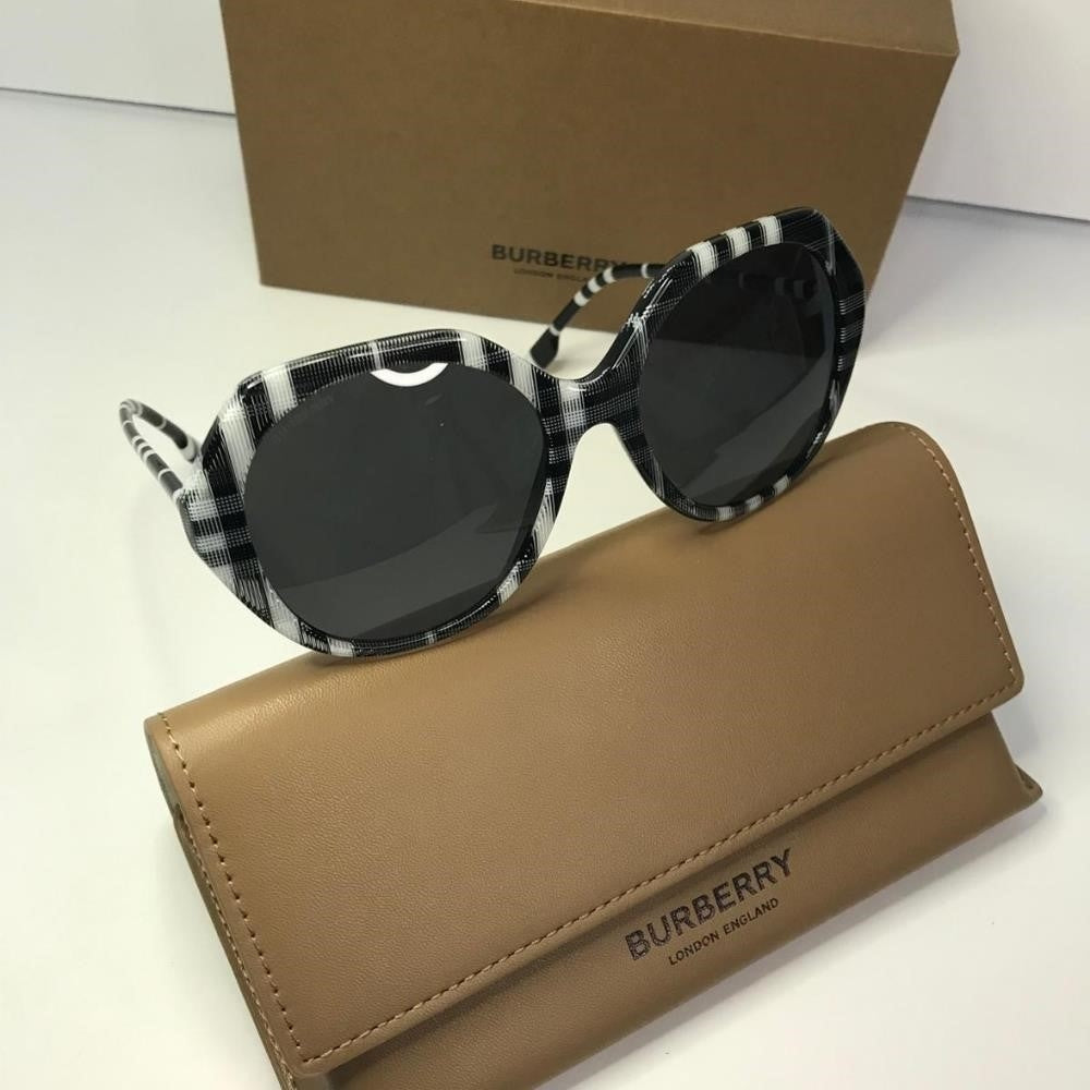 New  - Burberry Vanessa Dark Grey Geometric Ladies Sunglasses BE4375F 400487 57.