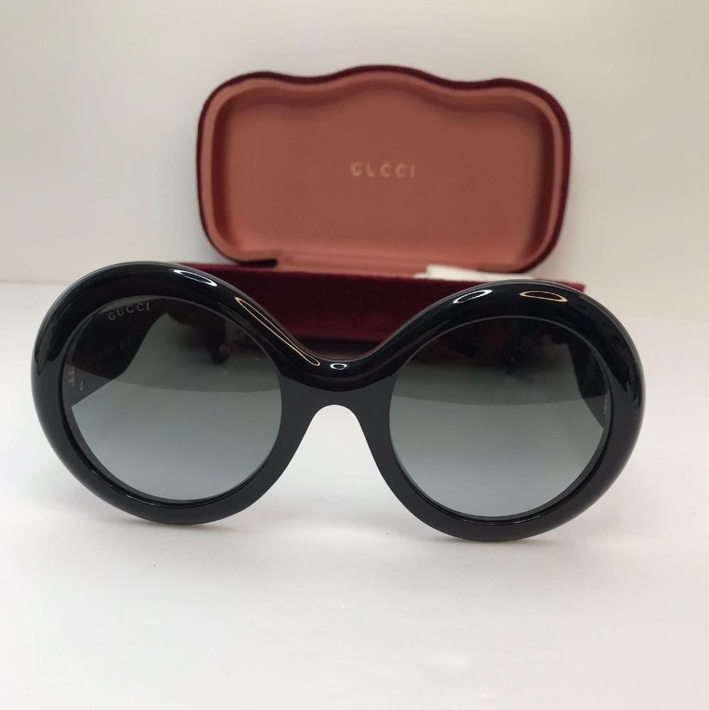 💯 Original  Gucci GG0101S 001 Grey Gradient Round Sunglasses.