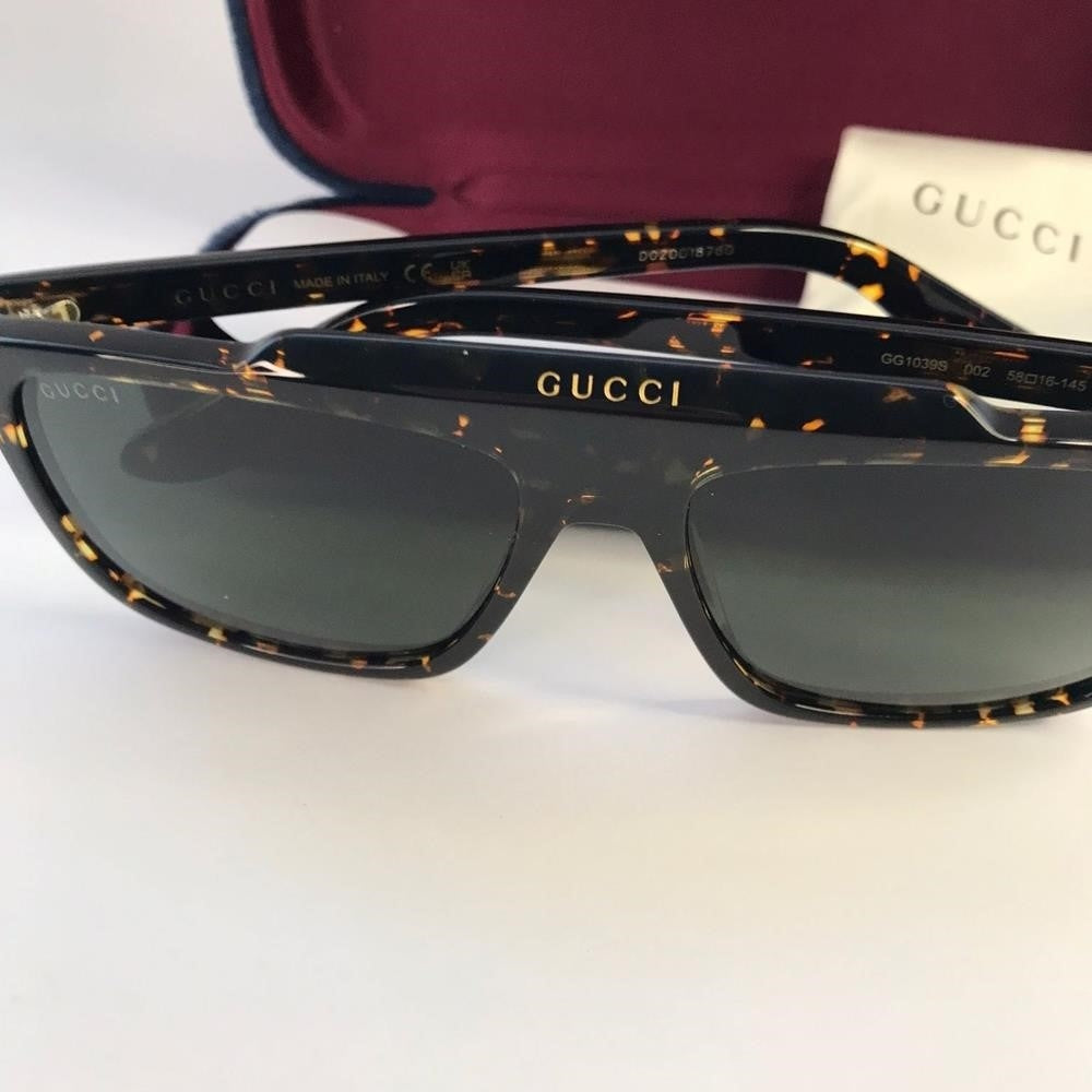 New Original Gucci GG1039S Havana tortoise square-frame sunglasses