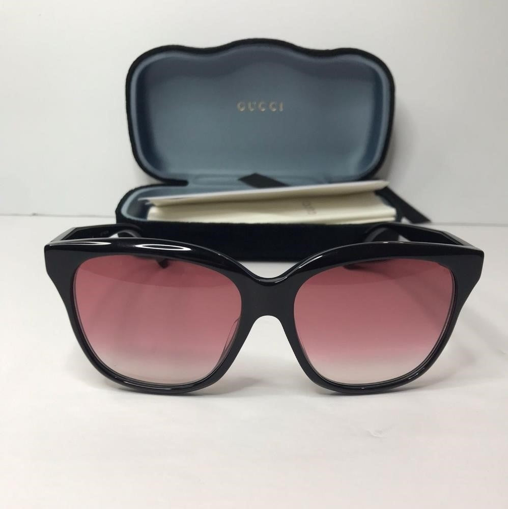 Gucci Sunglasses Women's GG0800SA 002 Black/Red Gradient Lenses 56mm