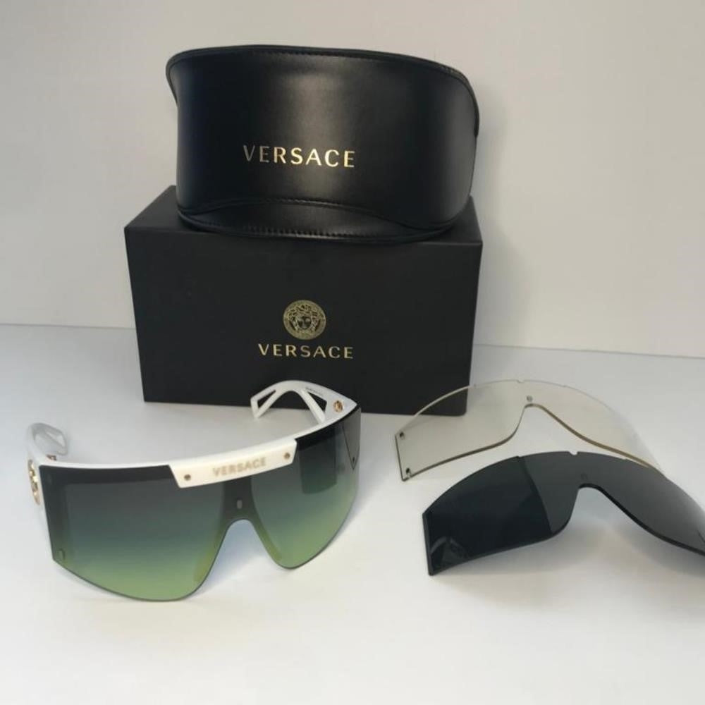 💯Versace 4393 401/1W Sunglasses White/Clear w/Extra 2pc Interchangeable Lenses