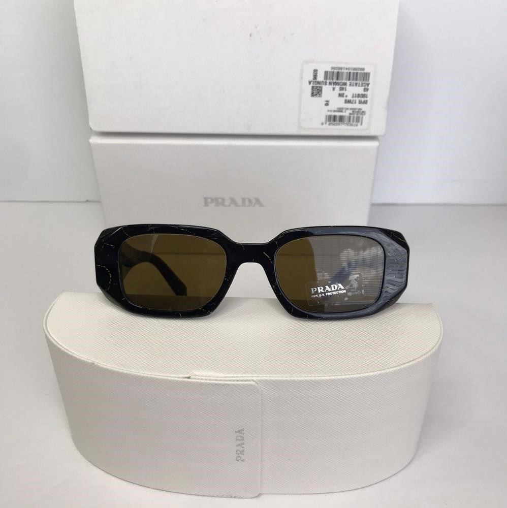 Authentic Prada0PR 17WS Sunglasses in Black/Yellow Marble