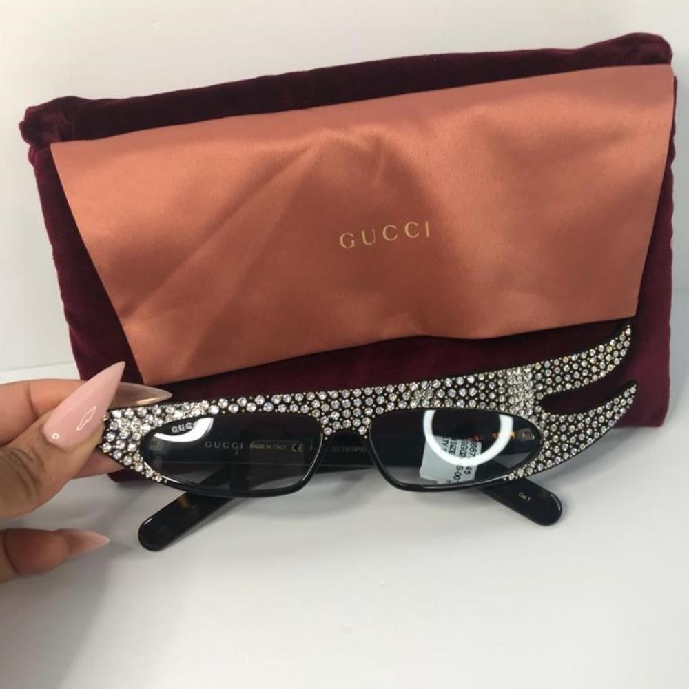 💯 GUCCI - Authenti NEW W/ TAGS - HOLLYWOOD GG0240S CRYSTAL EMBELLISHED SUNGLASS