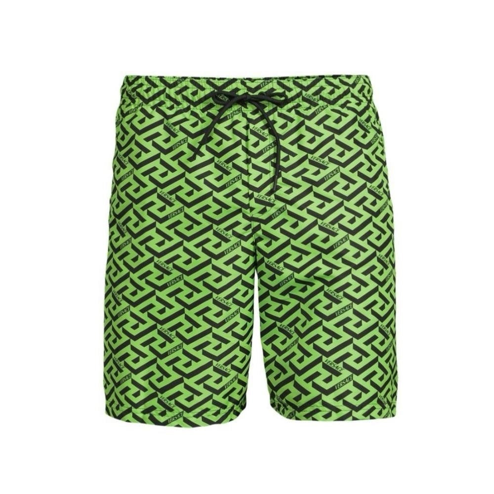 New 💯 Original Trendy Versace Greca logo-print 🩳 Shorts green/black monogram