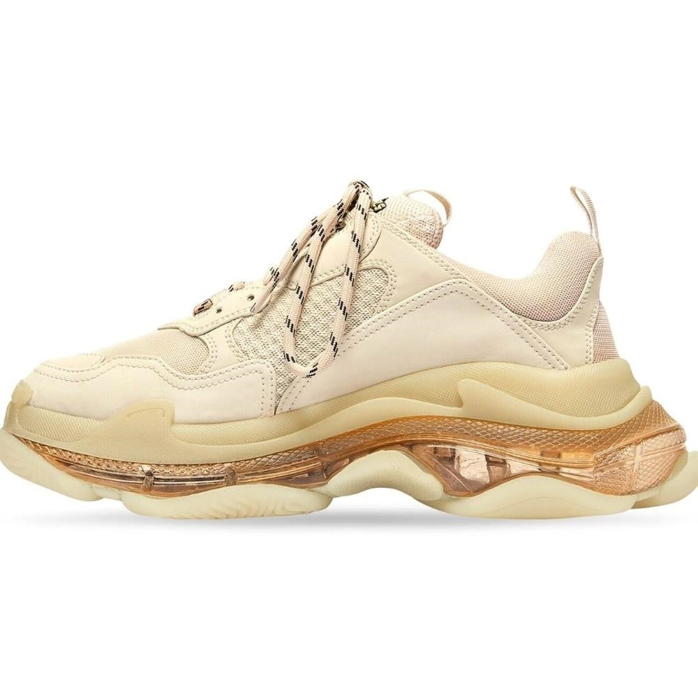 Authentic 💯 Balenciaga WOMEN'S TRIPLE S CLEAR SOLE SNEAKER IN BEIGE Leather SIZE US 11