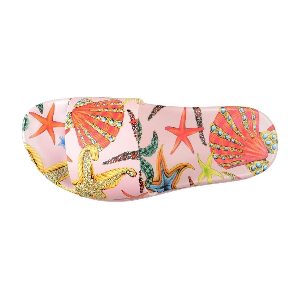 New 100% Versace Women's  ST Tresor De La Mer  Print Pool Slide Flip Flops Shoes