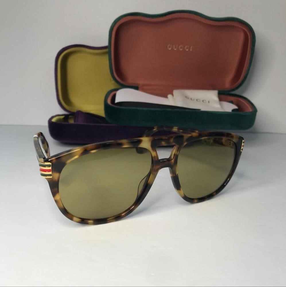 💯 ORIGINAL  GUCCI GG0525S 004 Aviator Tinted Sunglasses