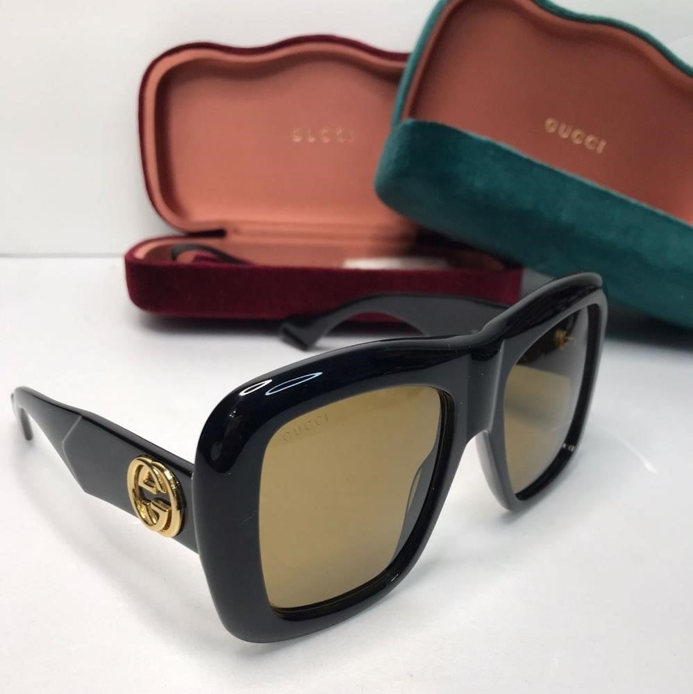 💯 Original  GUCCIAcetate Square Frame Sunglasses GG0498S Black