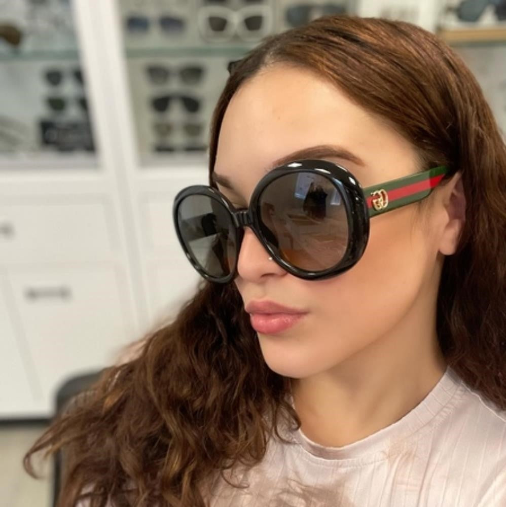 💯 Original Gucci Web Sunglasses GG0712S 001 Black-Green-Red/Grey Gradient Lens