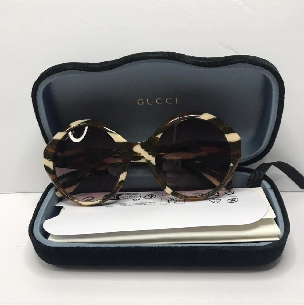 New - 💯 Authentic Gucci Round/Oval Sunglass GG0797S 004 Havana Red Luxury Eyew