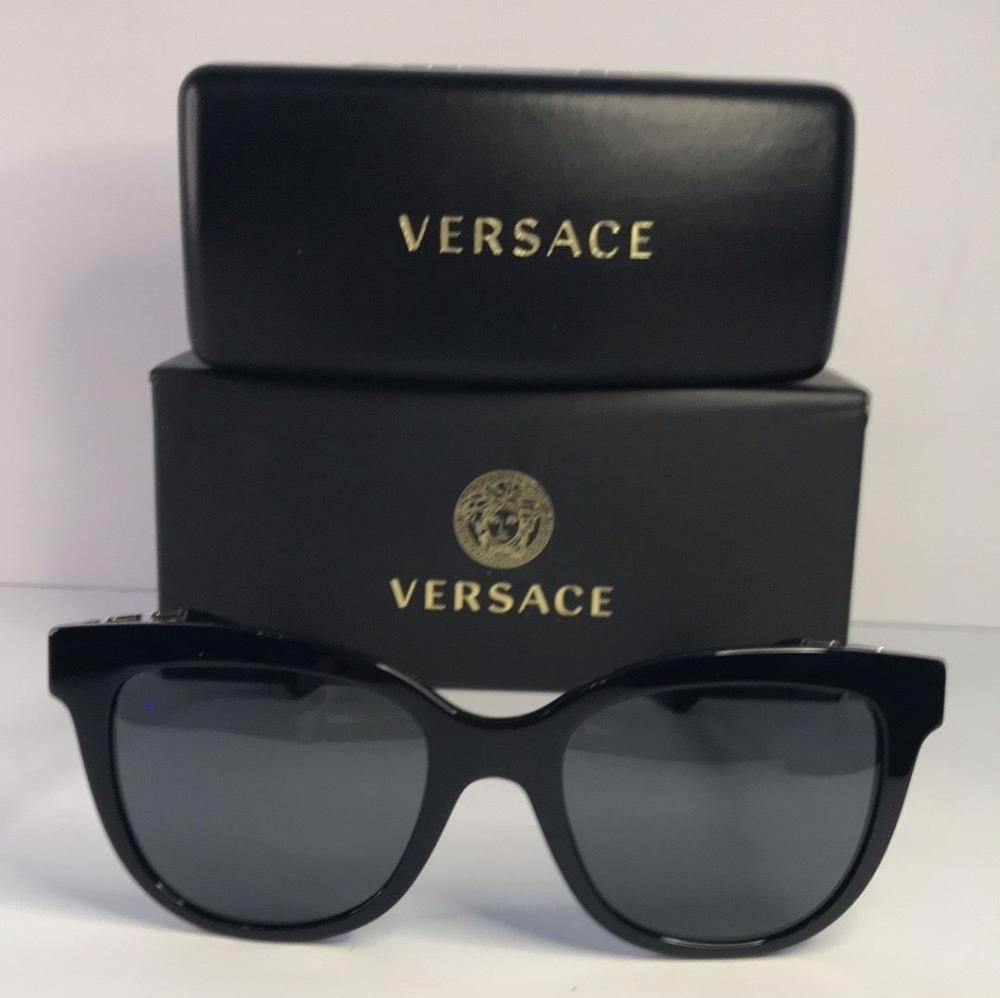 New Original Versace Dark Grey Cat Eye Ladies Sunglasses VE4394 GB1/87 54.