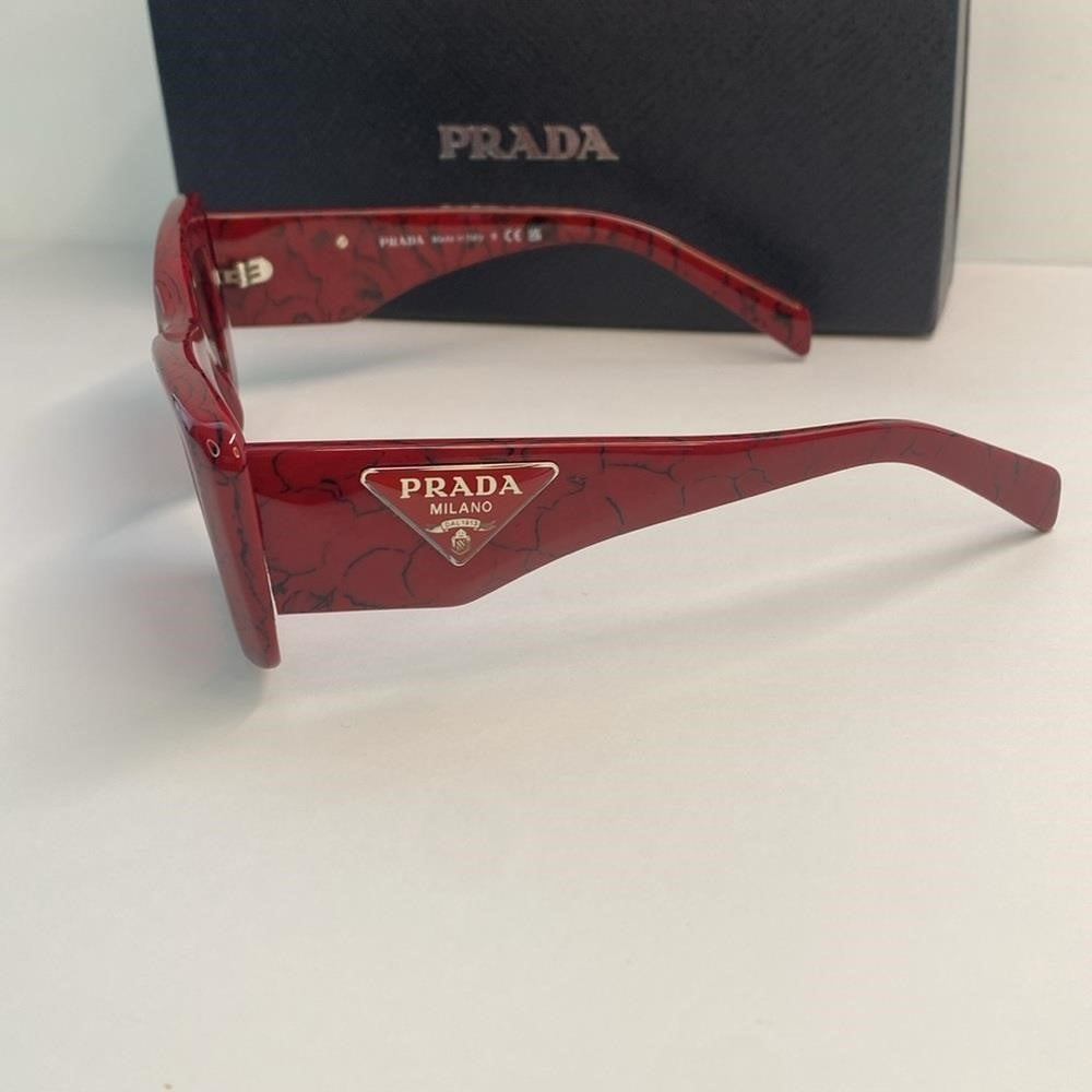 New Authentic PRADA  Acetate Symbole Sunglasses SPR 13Z Red Marble