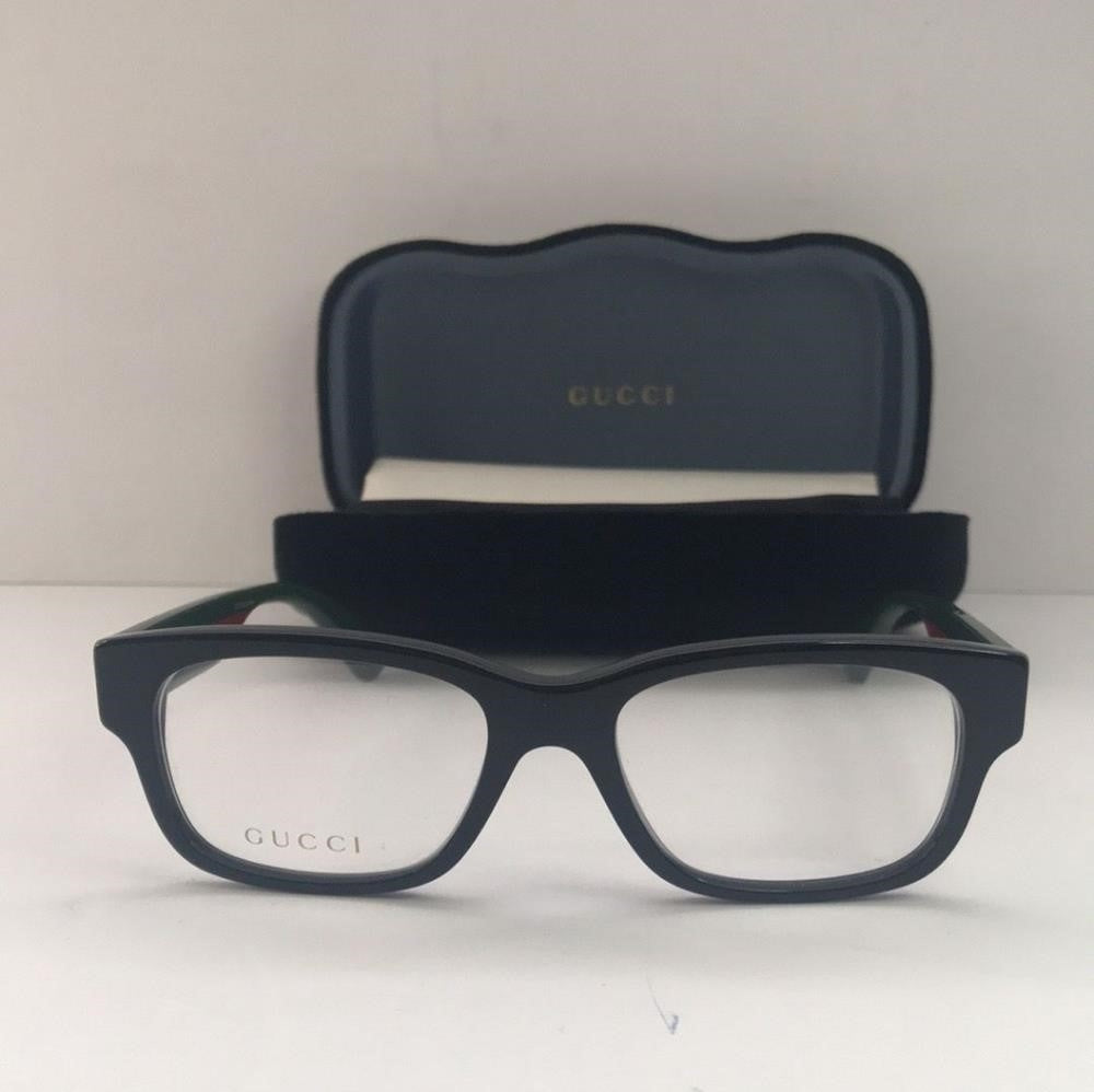 Gucci Eyeglasses Urban GG0343O GG/0343O 007 Black/Green/Red Optical Frame