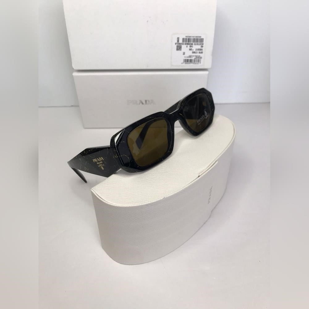 Authentic Prada0PR 17WS Sunglasses in Black/Yellow Marble